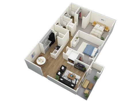 bedroom floor plan an in 3d